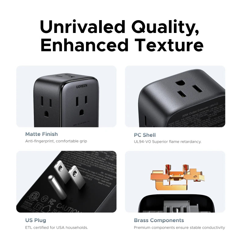 20W Outlet Extender with 4 AC Outlets and 4 USB Charging Ports - 3