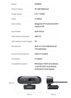 2K HD USB Webcam with Dual Microphones for Streaming and Video Calls