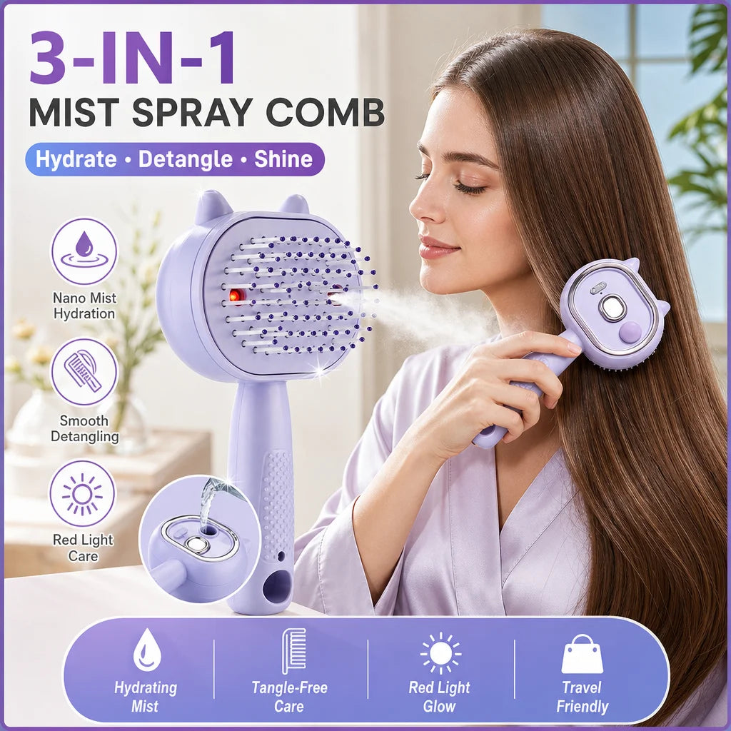 Electric Mist Spray Massage Hair Brush