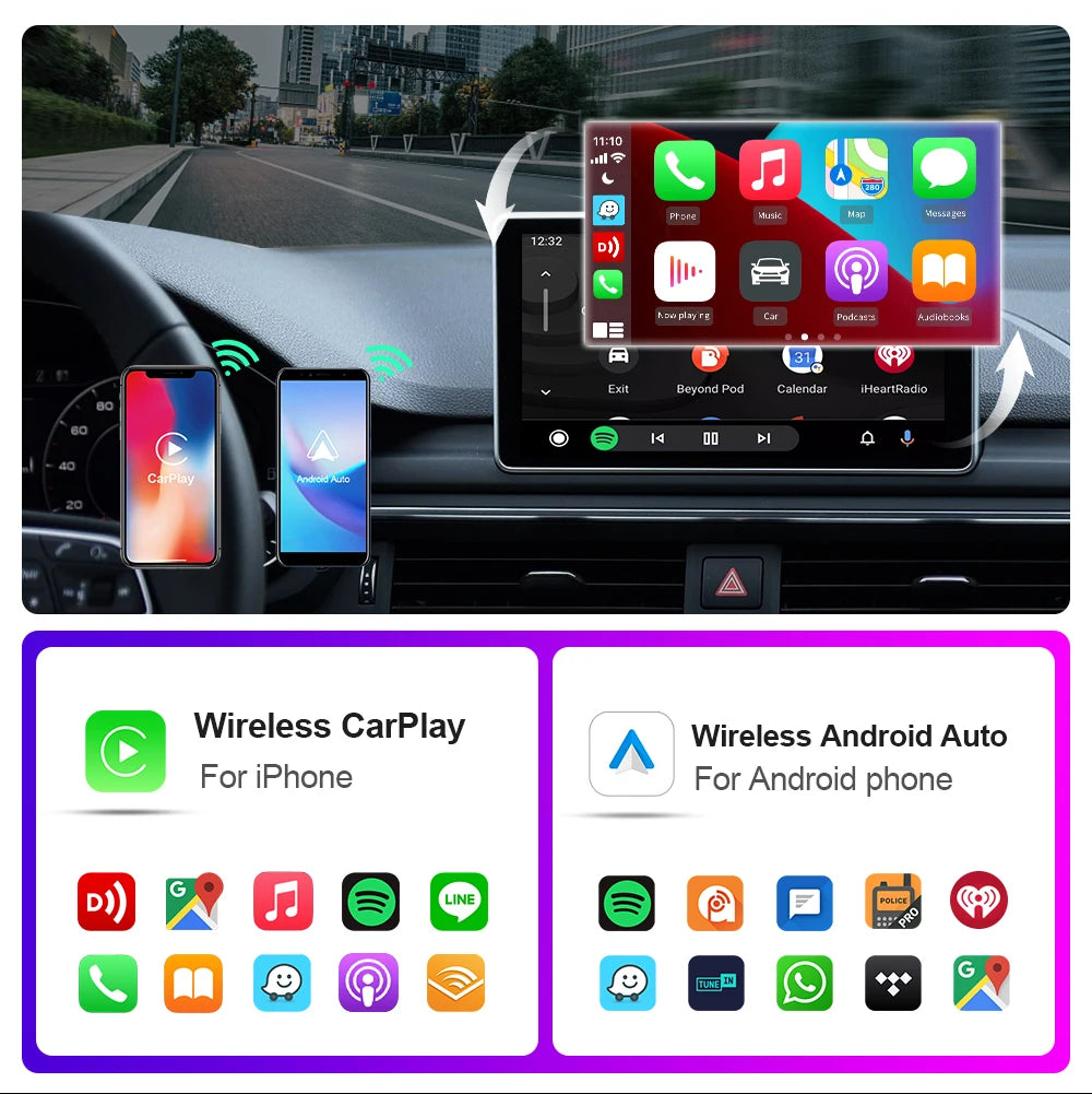 2 in 1 Wireless CarPlay and Android Auto Adapter Bluetooth 5.3 WiFi