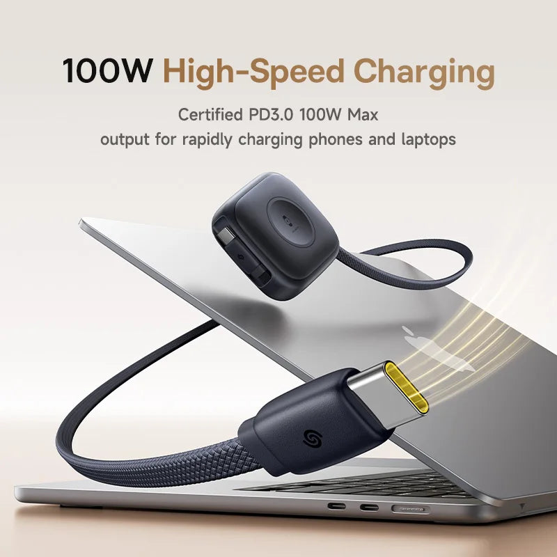 100W Retractable Fast Charging Cable with Watch Wireless Charger - 2