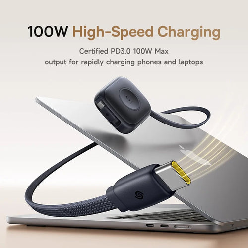 100W Retractable Fast Charging Cable with Watch Wireless Charger