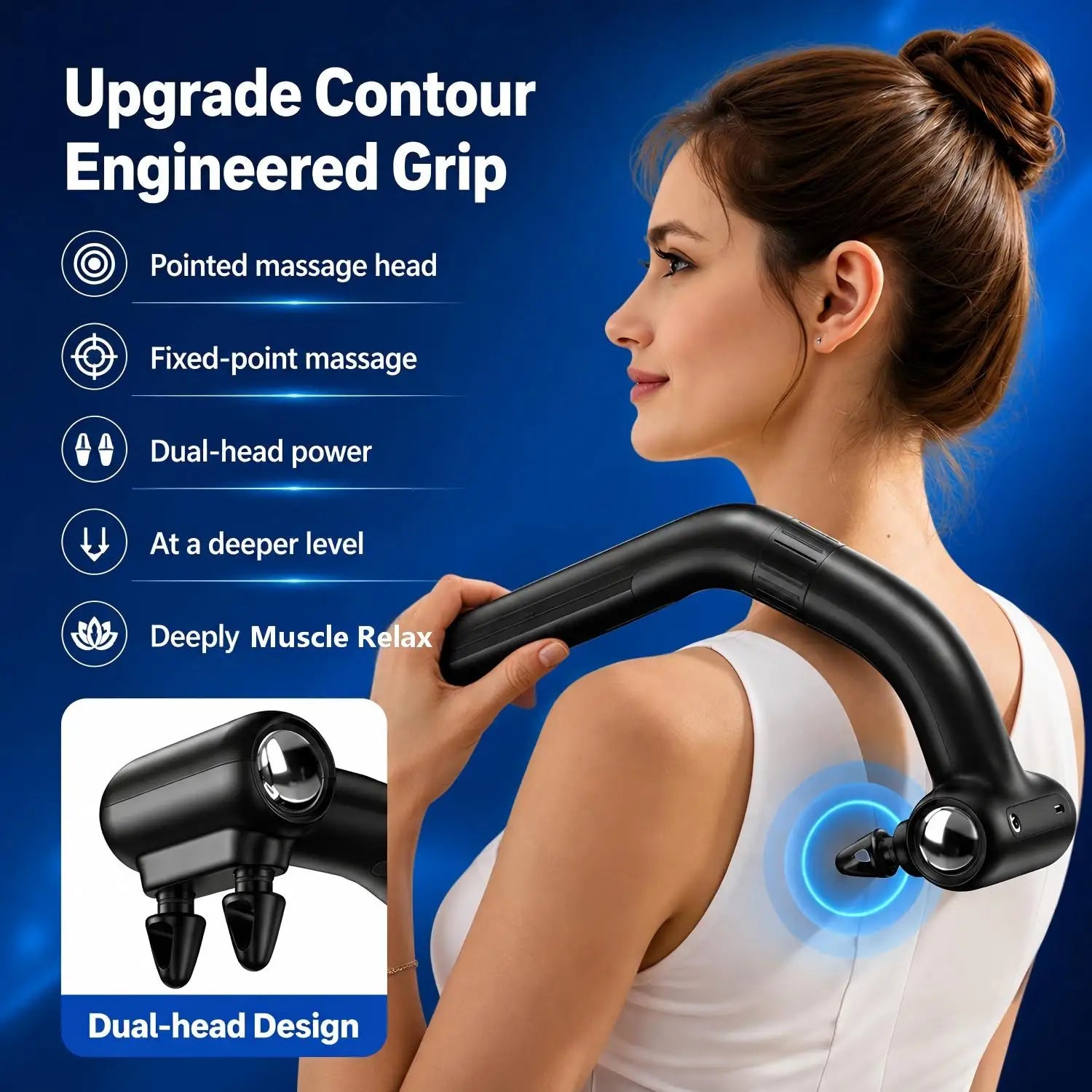 Dual Head Handheld Percussion Muscle Massage Gun - 2