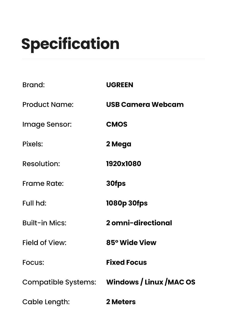 1080P HD USB Webcam with Dual Microphones for Laptop and PC