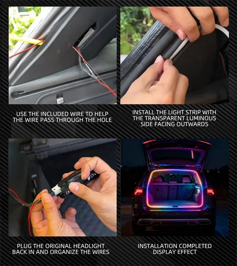 12V 4 Meter RGB LED Trunk Ambient Light Strip with App Control