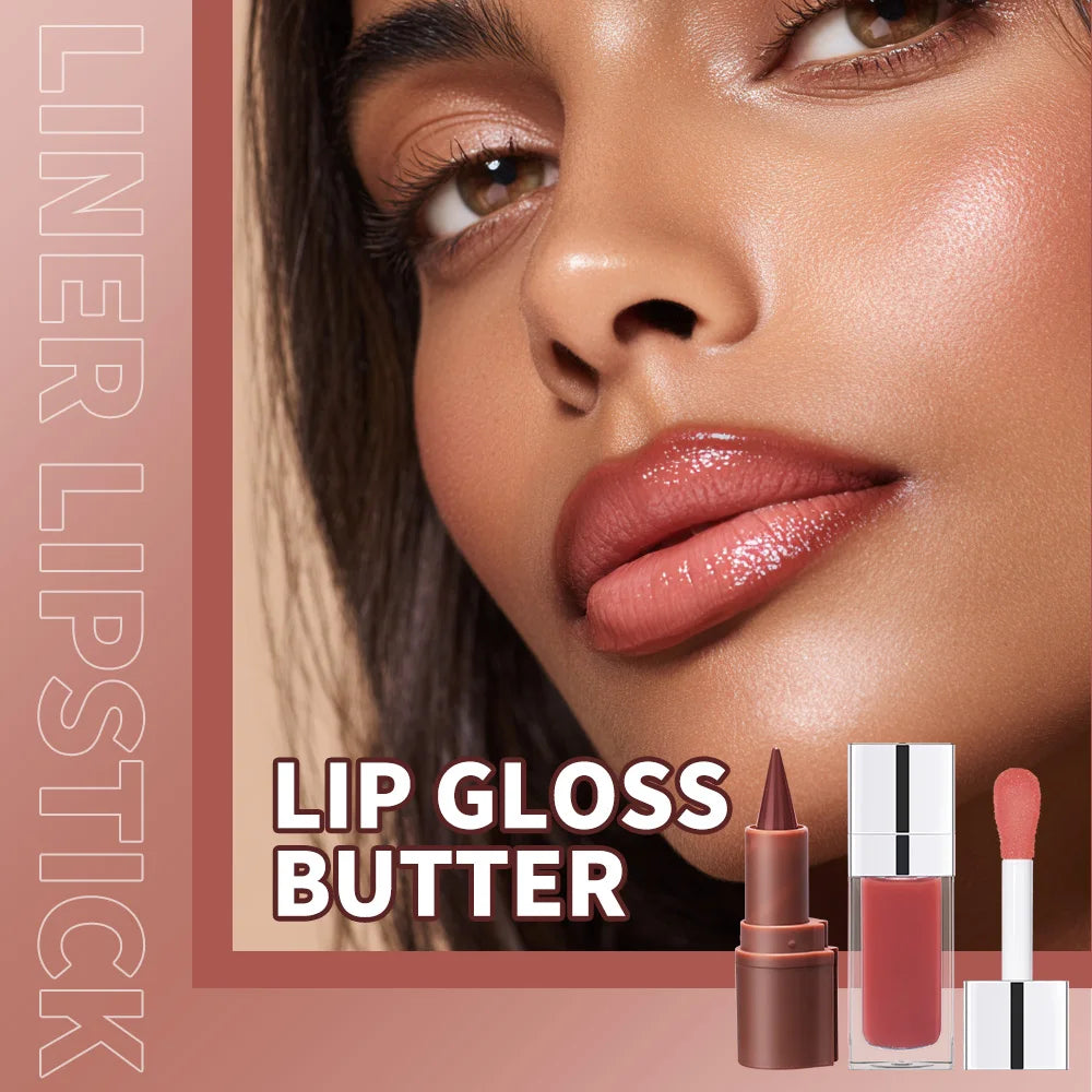 Hydrating Lip Liner and Gloss Makeup Duo Set - 8