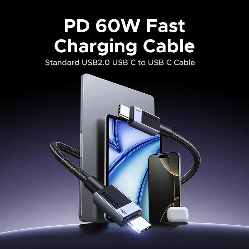 60W USB-C to USB-C Fast Charging and Data Cable