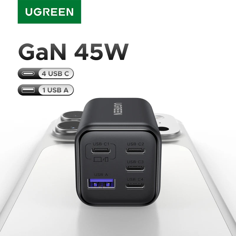45W GaN Fast Wall Charger with 5 USB Ports