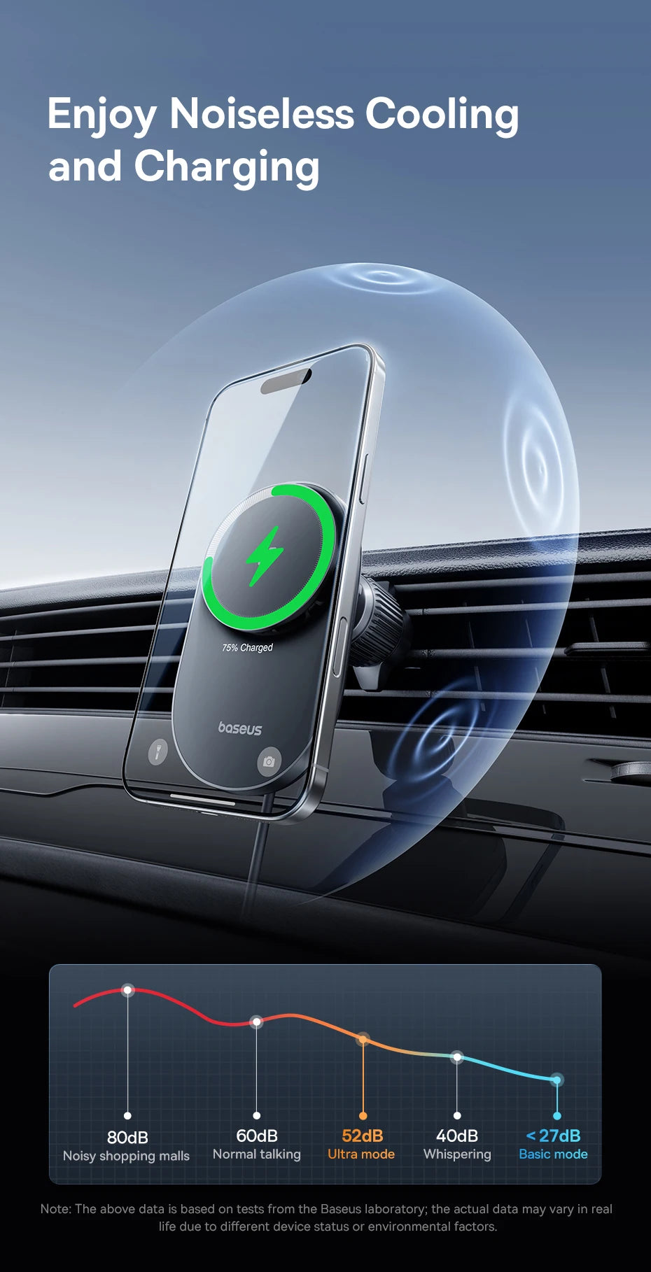 25W Magnetic Wireless Car Charger with Cooling Fan