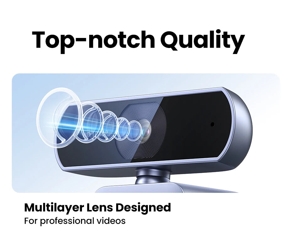 2K HD USB Webcam with Dual Microphones for Video Conferencing