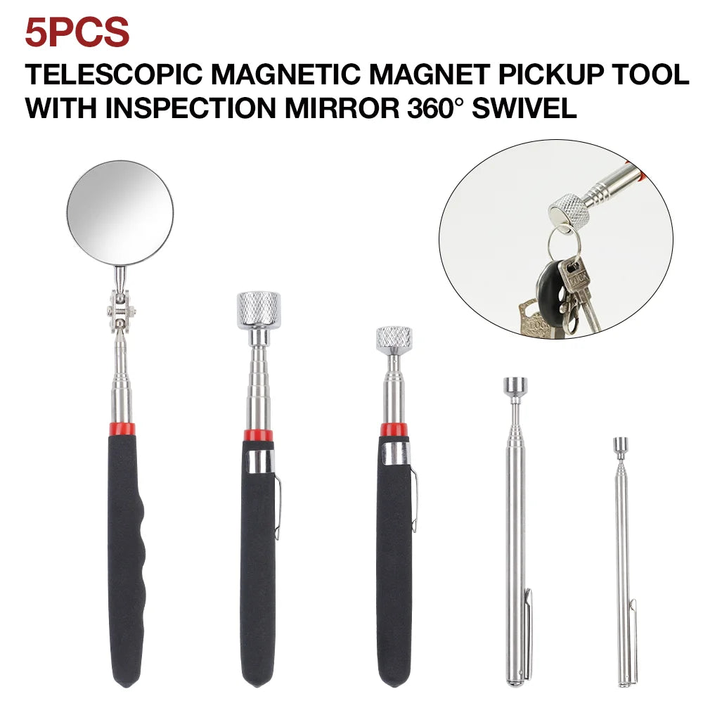 Telescopic Magnetic Pickup Tool and Inspection Mirror Set - 1