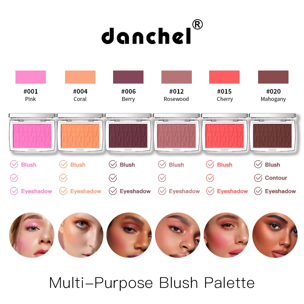Matte Embossed Blush Palette with Professional Makeup Brush