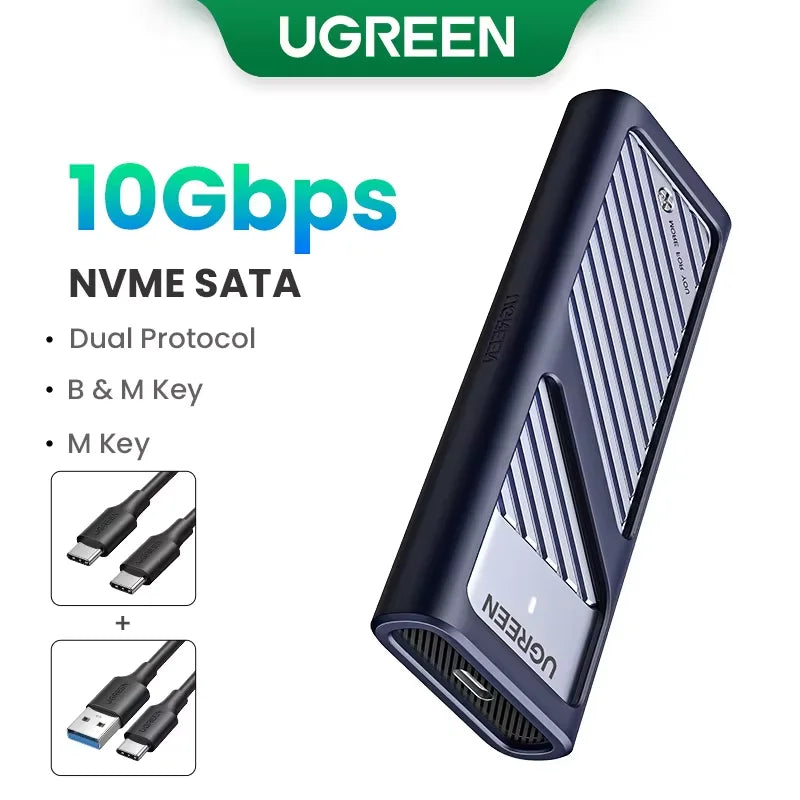 Dual Protocol M.2 NVMe and SATA SSD Enclosure 10Gbps USB-C Adapter - 26