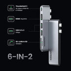 6-in-2 USB-C Hub Adapter for MacBook Pro and Air