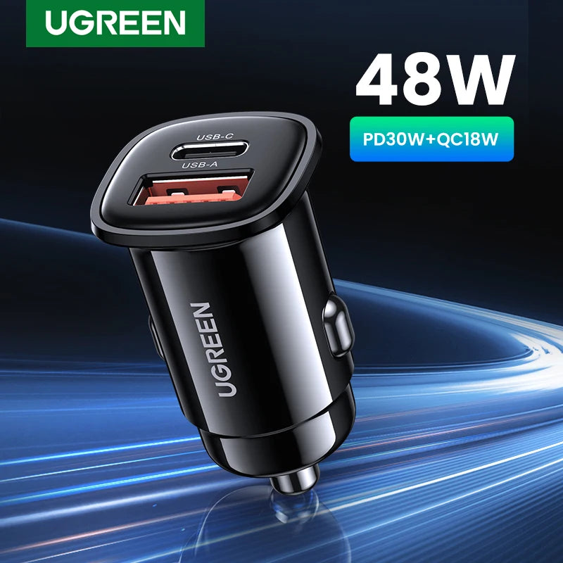 48W Dual Port Fast Car Charger with USB-C and USB-A - 1