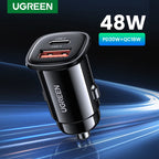 48W Dual Port Fast Car Charger with USB-C and USB-A
