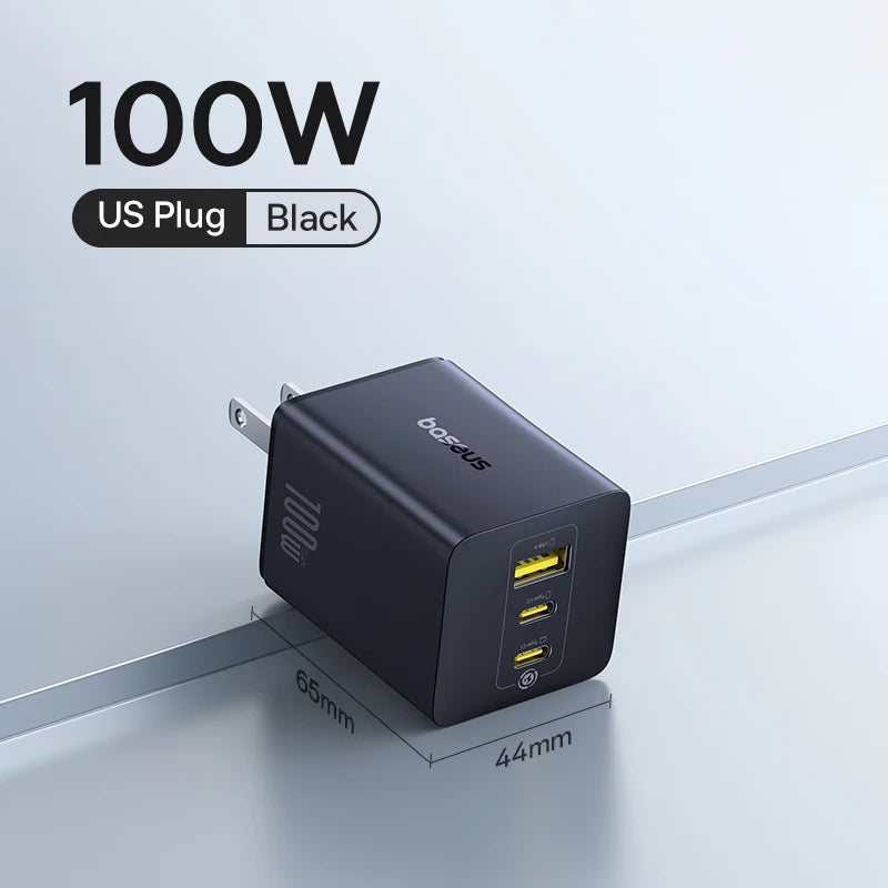 100W GaN Fast Charger with 3-Port USB-C and USB-A