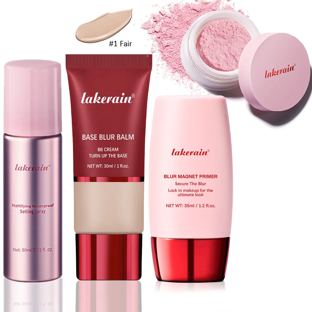 4-Piece Long-Lasting Matte Makeup Face Base and Setting Set
