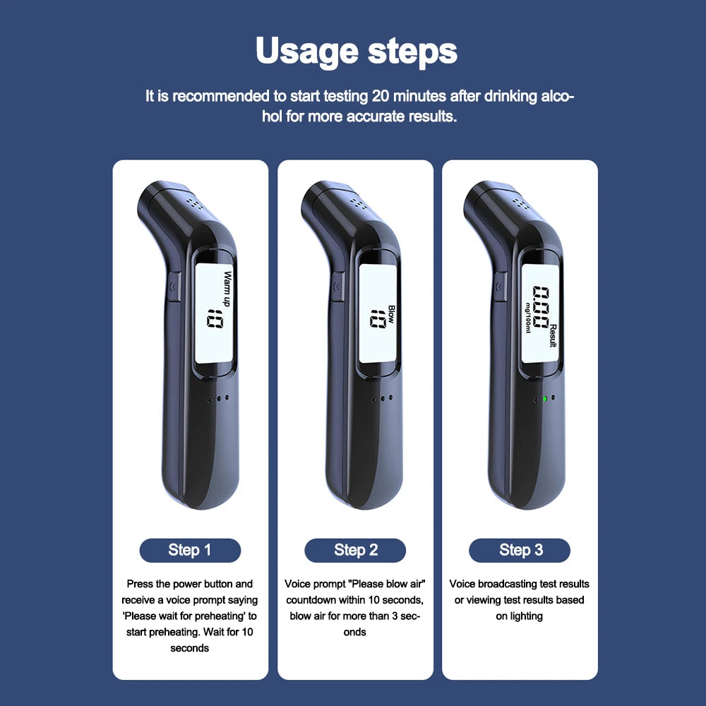 Rechargeable Non-Contact Digital Alcohol Breathalyzer - 14