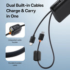 100W 20000mAh Fast Charging Power Bank with Built-In USB-C Cables