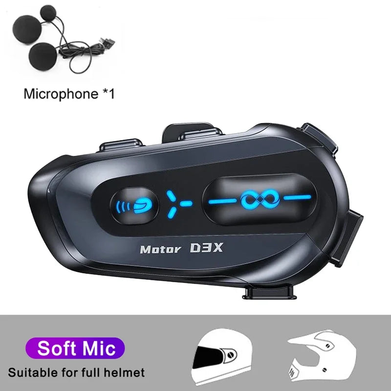 Bluetooth 5.4 Motorcycle Helmet Intercom Headset