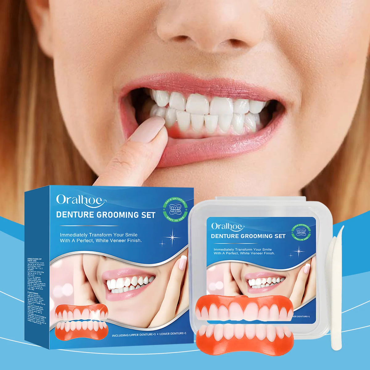 Temporary Silicone Denture Set for Instant Smile Transformation