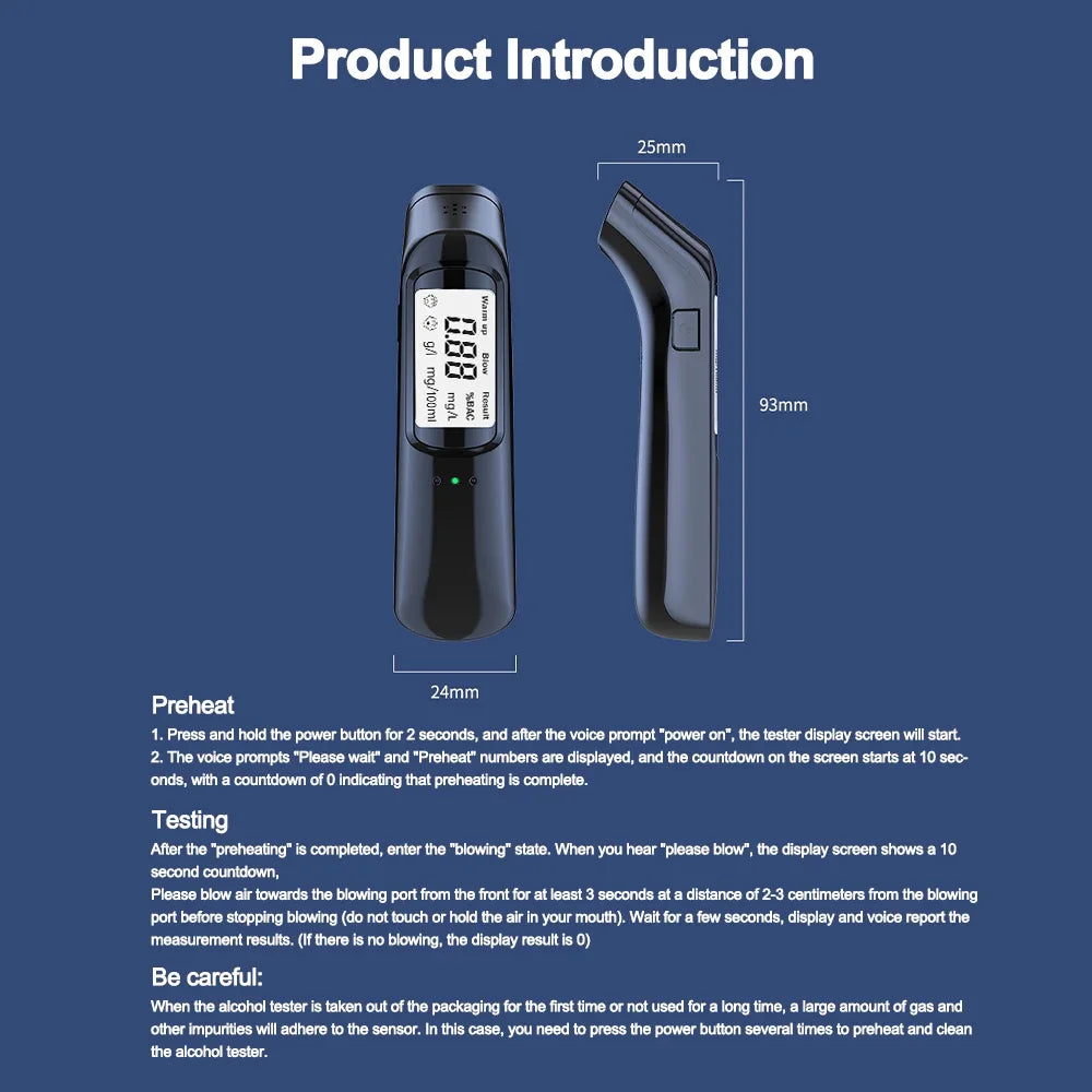 Rechargeable Non-Contact Digital Alcohol Breathalyzer - 6