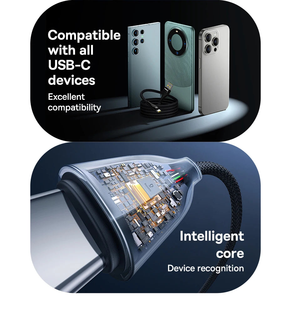 100W USB-C Fast Charging Data Cable for Smartphones and Tablets - 10