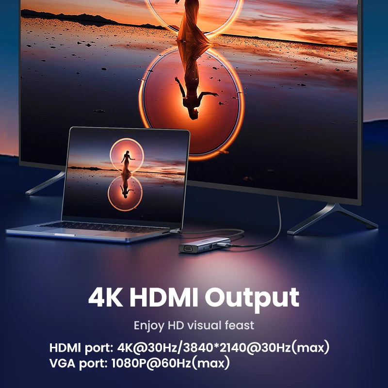 10-in-1 USB-C Docking Station with 4K HDMI, VGA, and 100W PD