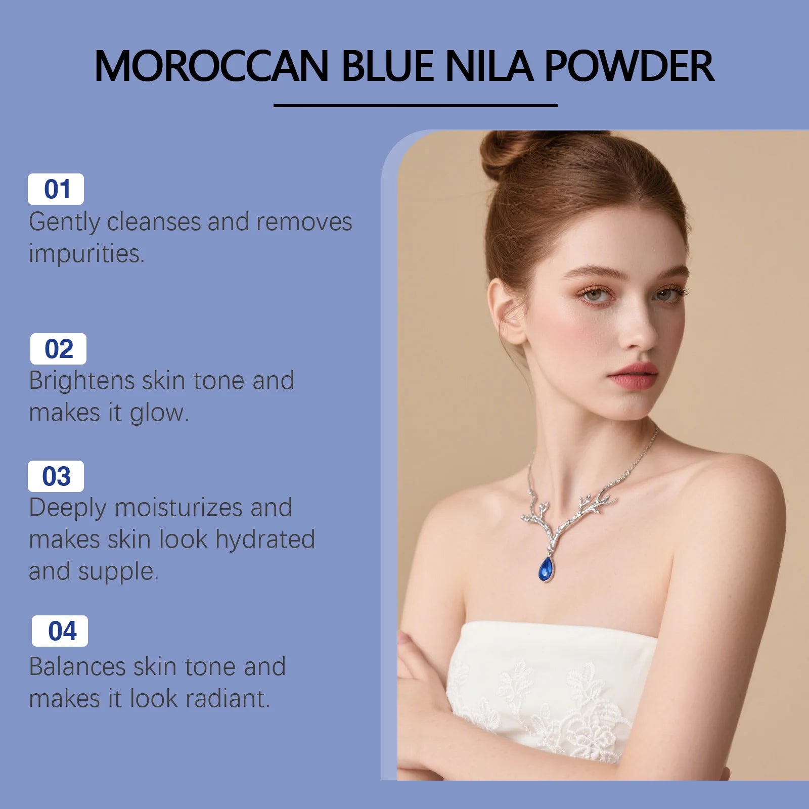 Moroccan Blue Nila Powder for Face Brightening and Cleansing - 10