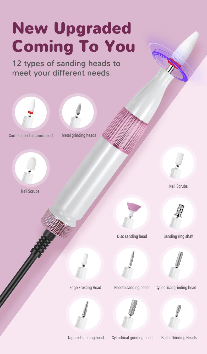 Rechargeable Electric Nail Drill for Manicure and Pedicure
