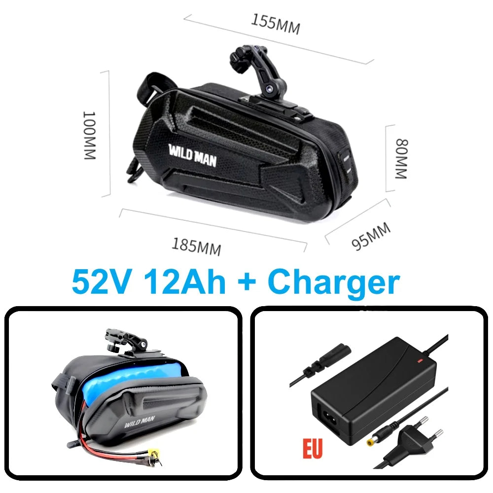 Waterproof Electric Bike Lithium-Ion Battery Pack 36V/48V/52V/60V