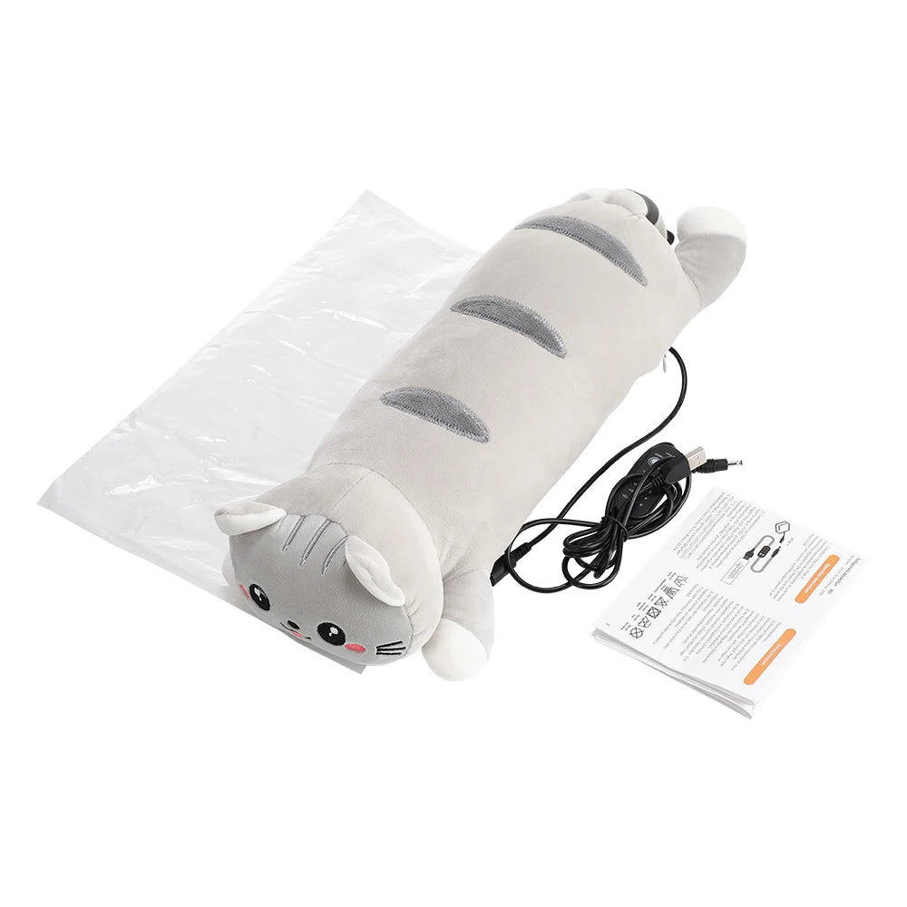 USB Heated Cat Plush Pillow for Pain Relief - 16