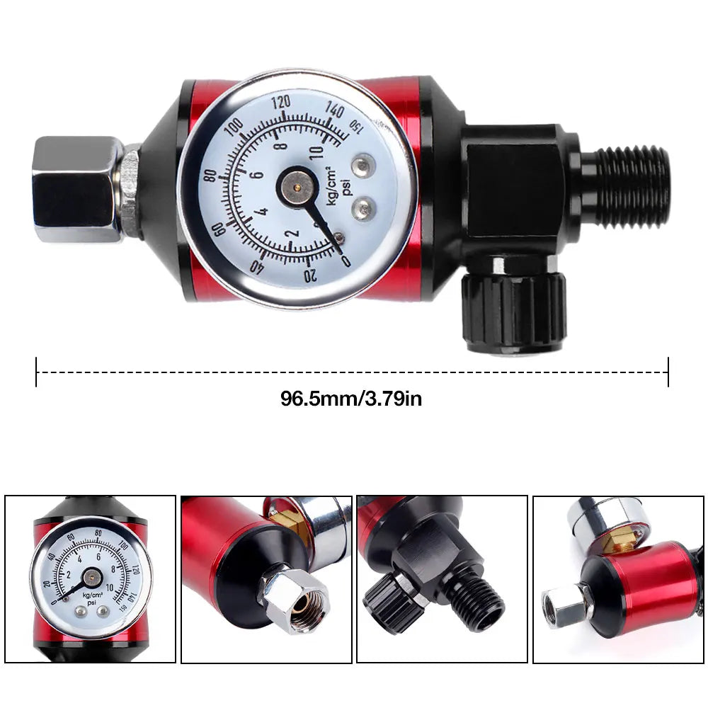 Paint Spray Gun Air Regulator with Water Separator Gauge - 2