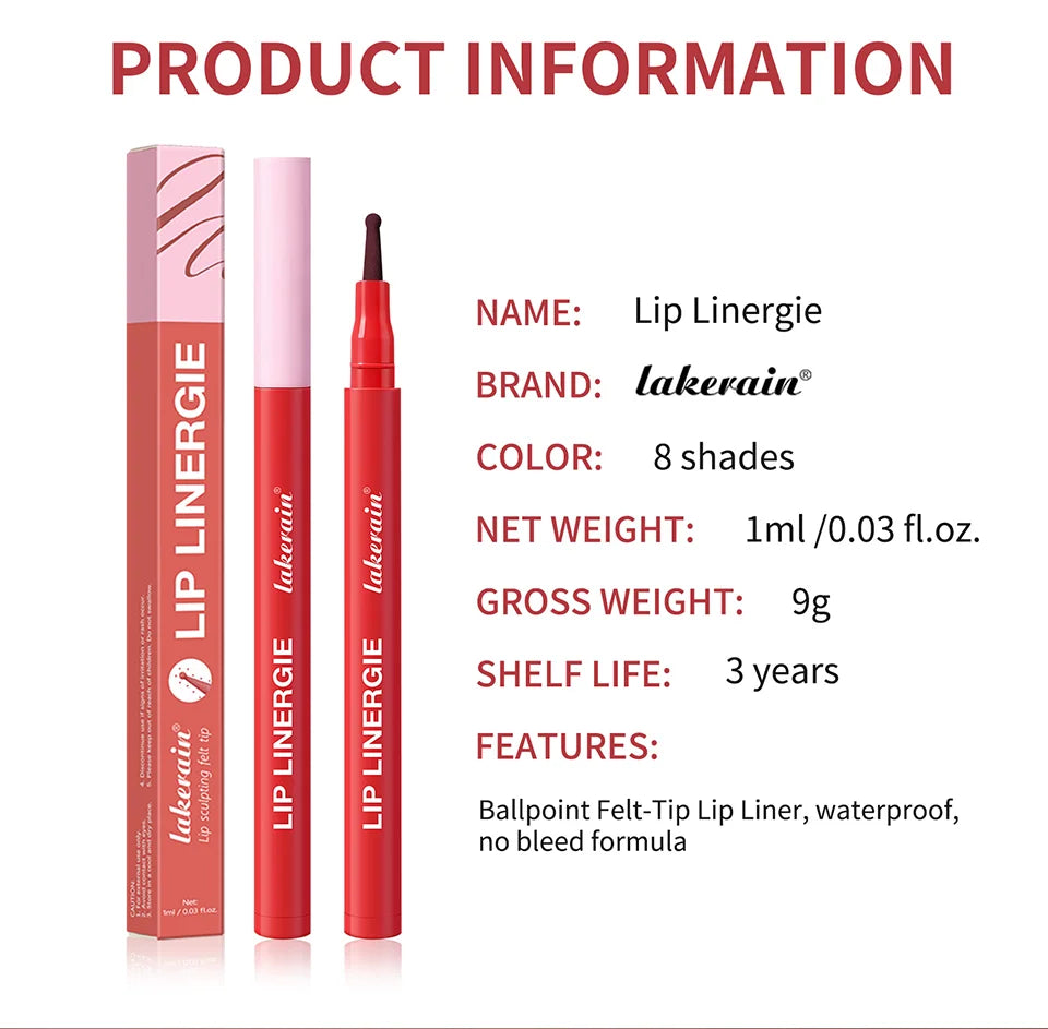 Waterproof Felt-Tip Lip Liner for Sculpting and Contouring