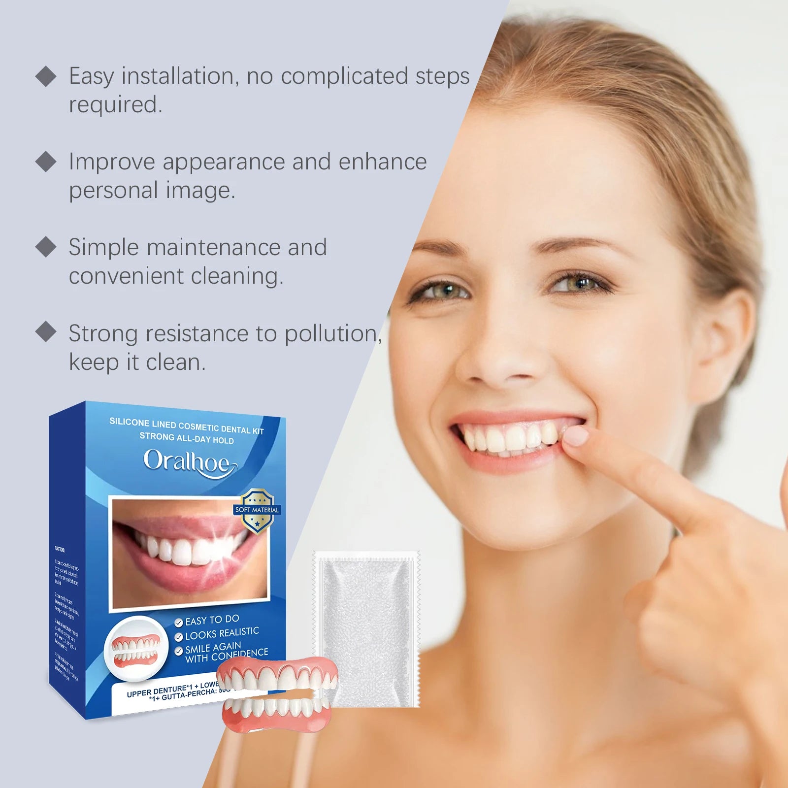 Instant Cosmetic Dental Veneers Kit for Upper and Lower Teeth - 6