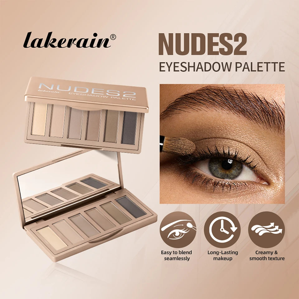 6-Color Matte Eyeshadow Palette with Brush Set