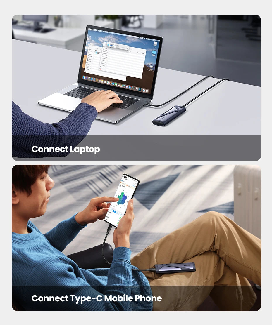 Dual Protocol M.2 NVMe SATA SSD Enclosure USB-C 10Gbps Adapter