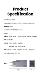 100W GaN Fast USB-C Wall Charger for Laptops and Smartphones