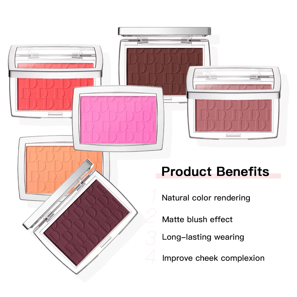 Matte Embossed Blush Palette with Professional Makeup Brush