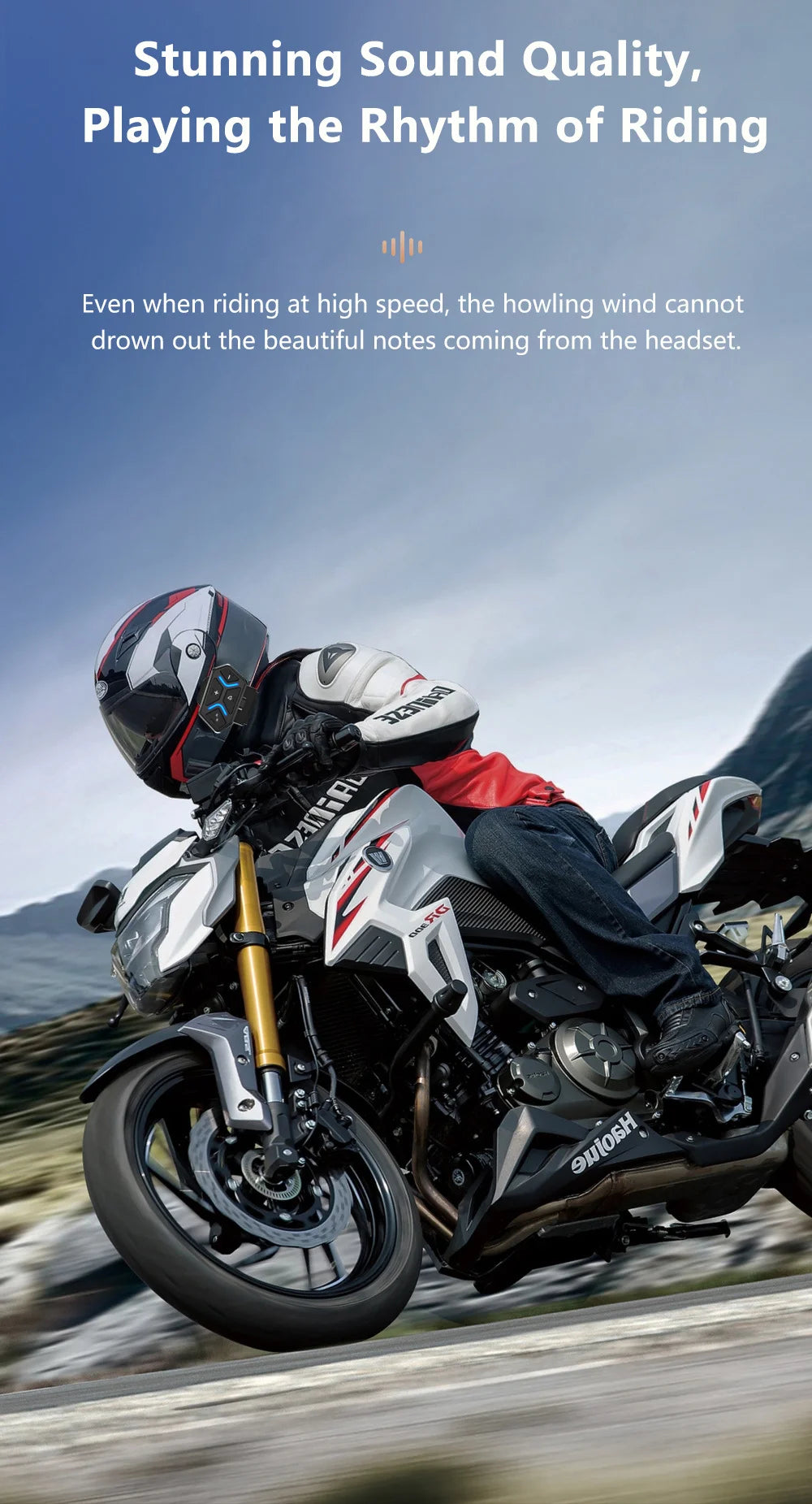 Bluetooth 5.4 Motorcycle Helmet Intercom Headset