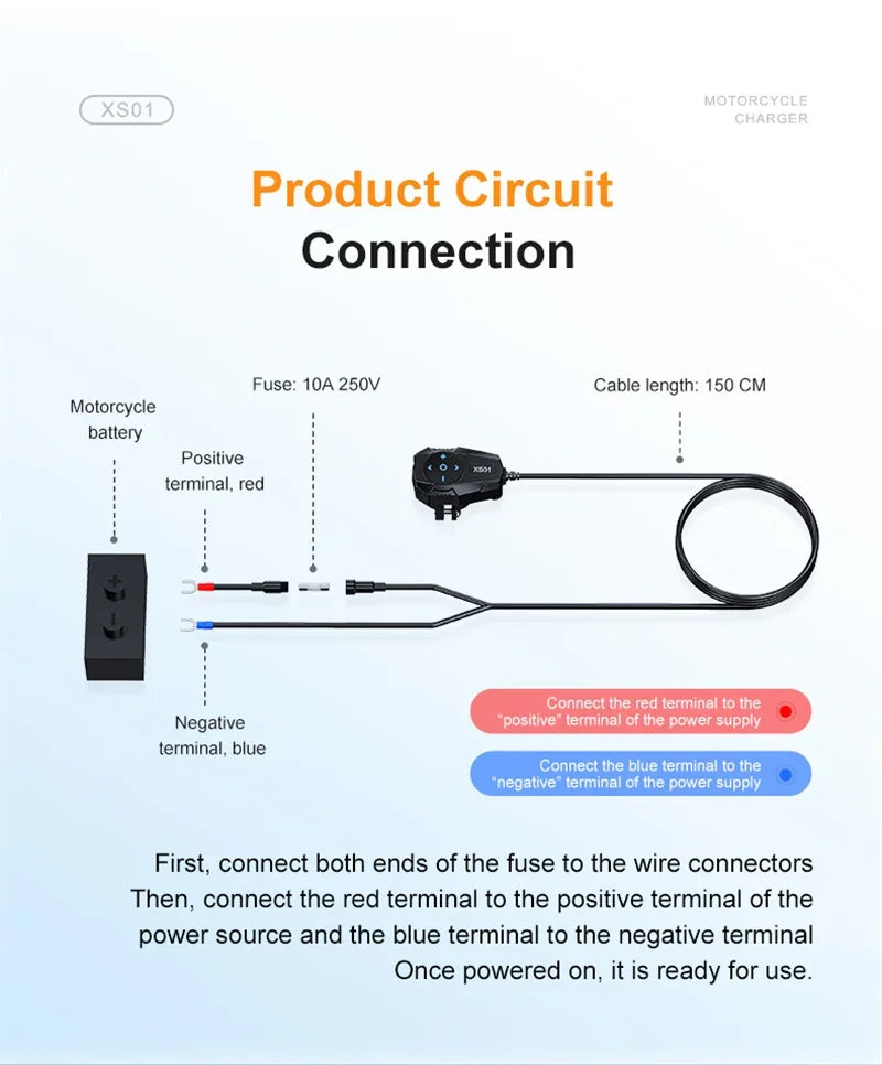 54W Motorcycle Dual Port USB Charger with Bluetooth Remote