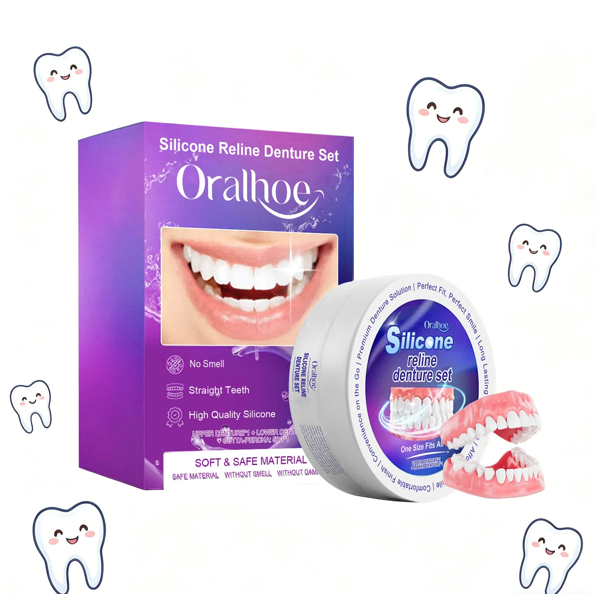Silicone Reline Denture Set for Comfortable Fit and Natural Smile
