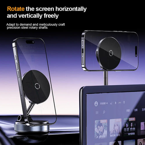 15W Magnetic Wireless Charging Car Phone Holder with Vacuum Mount