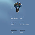 Bluetooth 5.0 FM Transmitter Car Adapter with 38W PD and QC3.0 Charger