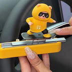 Skateboarding Bear Car Dashboard Ornament with Parking Number Plate