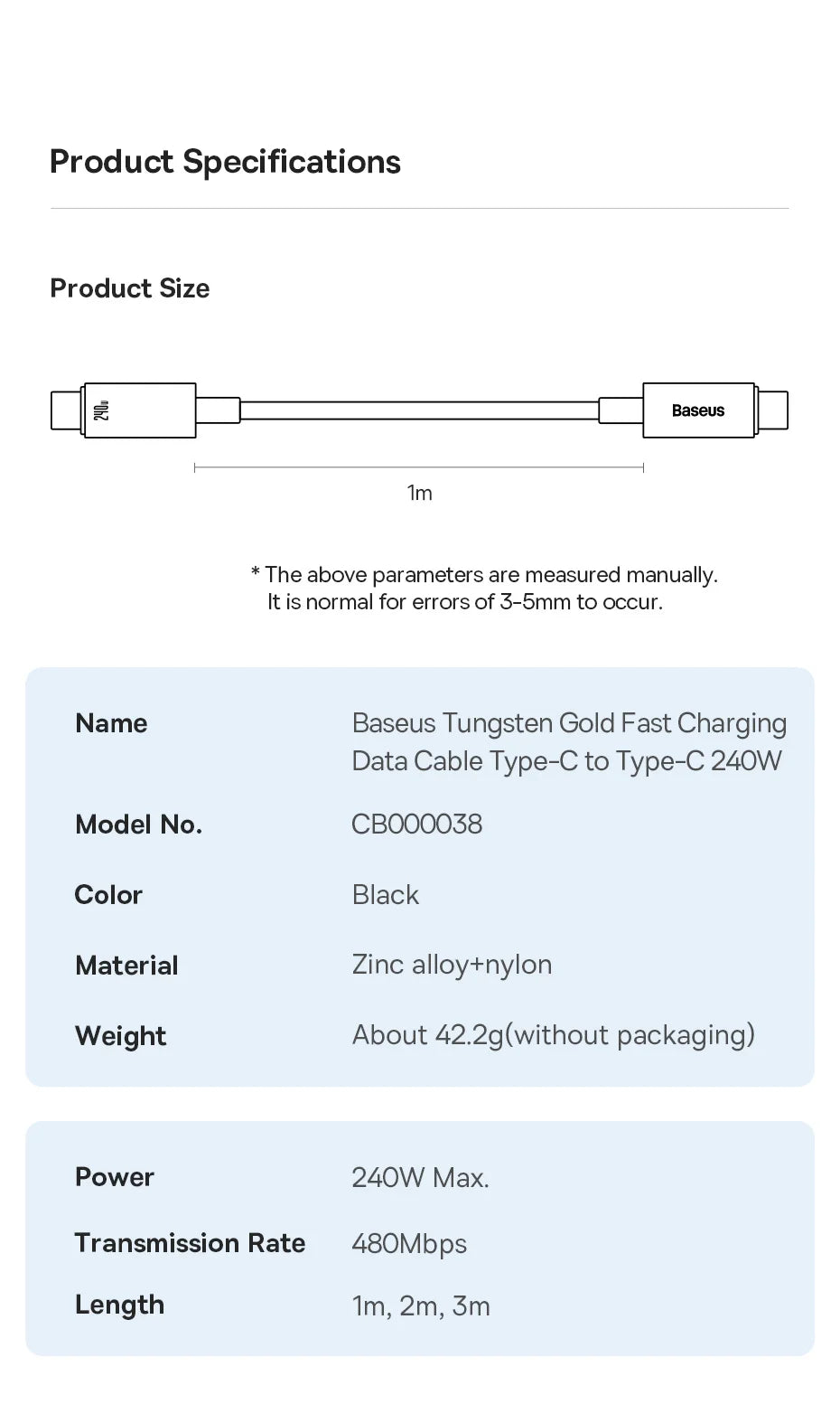 240W USB-C to USB-C PD 3.1 Fast Charging Cable - 18