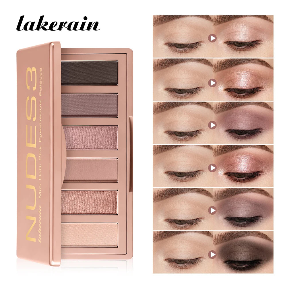 6-Color Soft Pink Neutral Eyeshadow Palette - 3