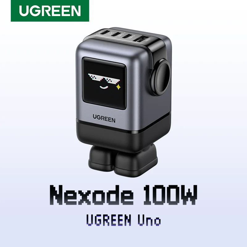 100W GaN Fast Wall Charger with Robot Display for Laptops and Phones