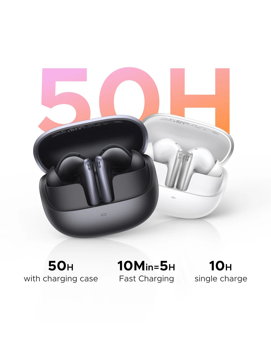 Wireless Noise Cancelling Earbuds with Adaptive ANC and 50H Battery